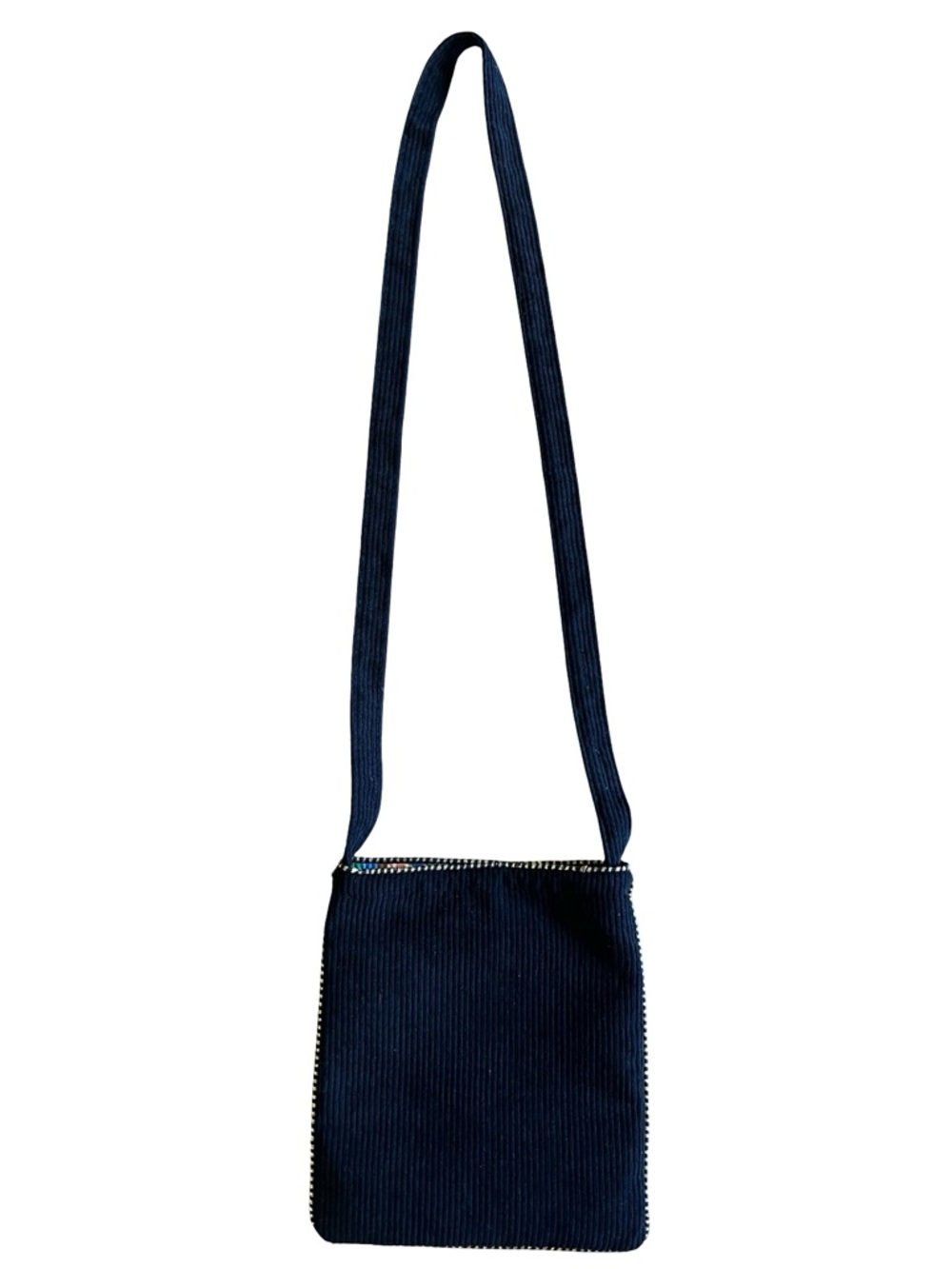 NATURAL LIFE Embroidered Black Corduroy Boho Crossbody Bag Folk Flower Purse - Picture 5 of 12